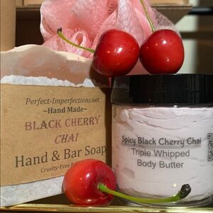 Luxury Black Cherry Chai Body Butter & Soap Set Handmade link in bio